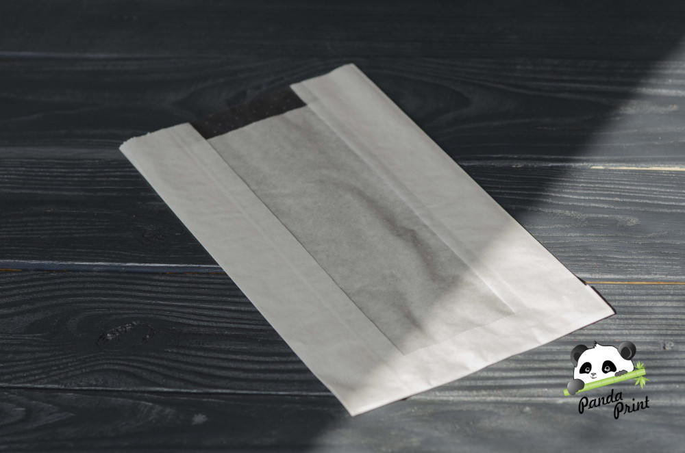 Бумажный пакет с V-образным дном с окном 140(60)х60х250, белый - фото 2 - id-p80832233