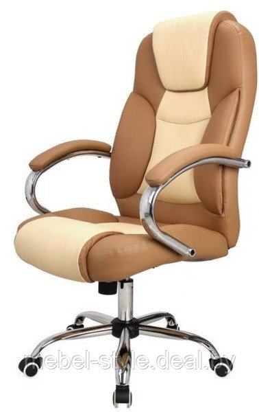 Кресло КЛИО - КРЕДО для руководителя дома и офис, стул KLIO -CREDO в эко коже бежевой - фото 2 - id-p3886535