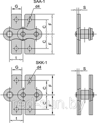 Цепь приводная специальная со специальным контуром пластин SAA-1, SKK-1 DIN/ISO 08А