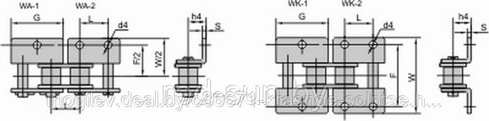 Цепь приводная специальная со специальным контуром пластин WA-1,WA-1 и WK-1, WK-1 ПР-25,4-60 - фото 4 - id-p3894736