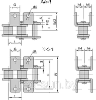 Цепь приводная специальная со специальным контуром пластин AA-1, KK-1 DIN/ISO 10А