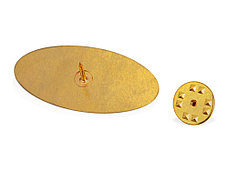 Значок металлический Овал, золотистый, фото 3