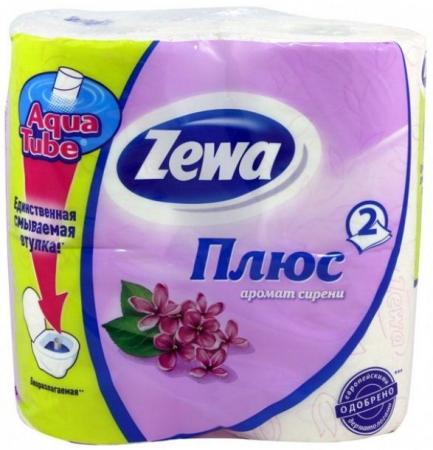 Туалетная бумага "Zewa Плюс" двухслойная, белая с ароматом сирени, 4рул./упак. (Цена с НДС)