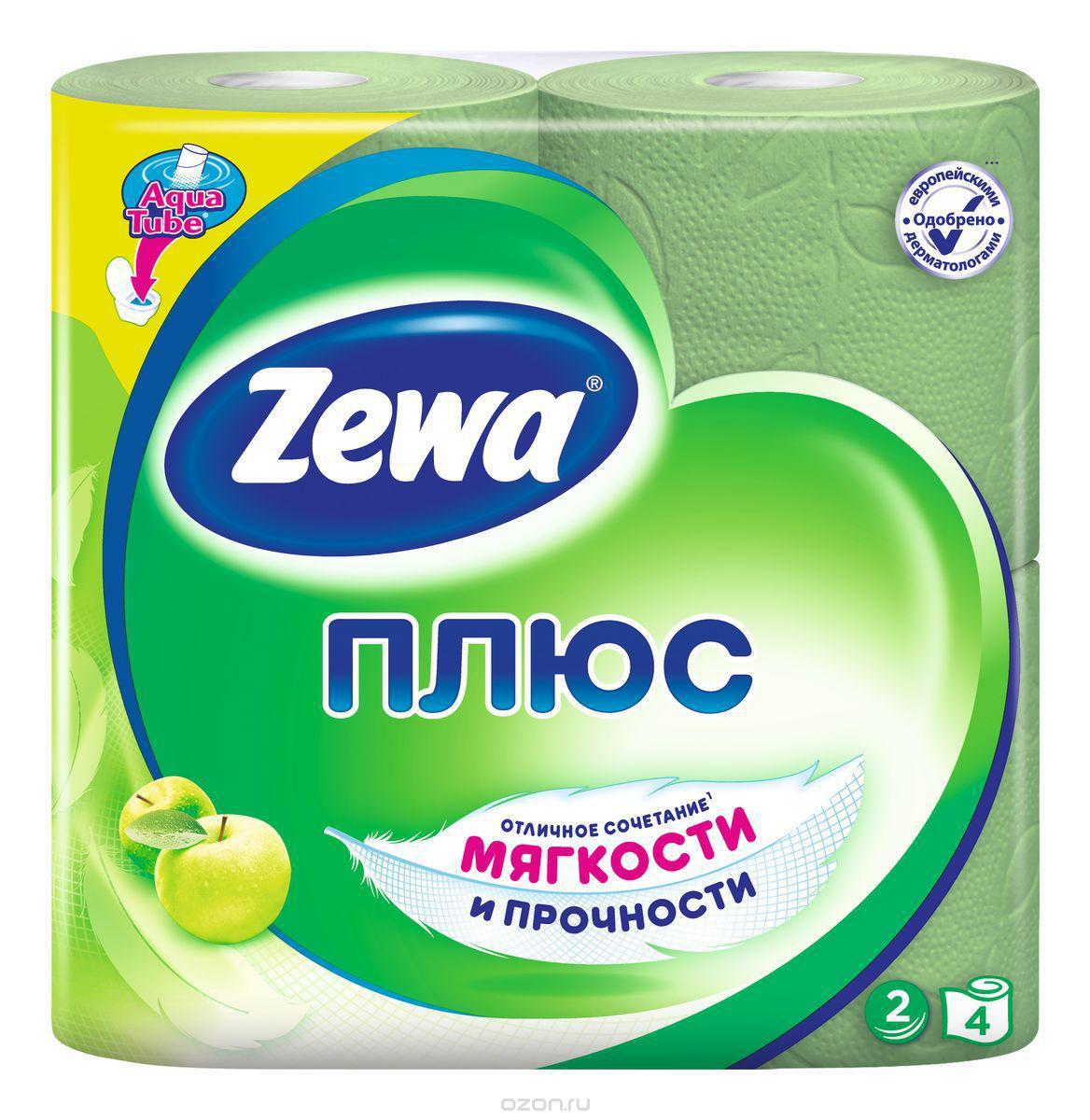 Туалетная бумага "Zewa Плюс" двухслойная,  с ароматом яблока, 4рул./упак. (Цена с НДС)