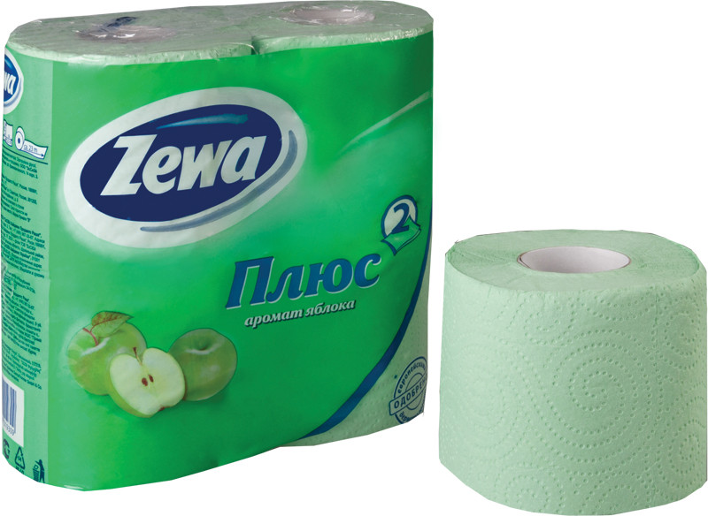 Туалетная бумага "Zewa Плюс" двухслойная, с ароматом яблока, 4рул./упак. (Цена с НДС) - фото 2 - id-p81086907