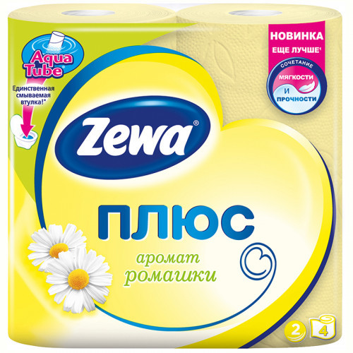 Туалетная бумага "Zewa Плюс" двухслойная, с ароматом ромашки, 4рул./упак. (Цена с НДС) - фото 1 - id-p81087084