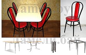 Обеденная группа. Стол прямоугольный со скосом Белый + 4 стула Идеал. Выбор цвета