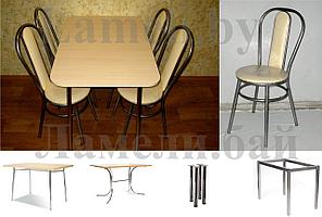 Обеденная группа. Стол прямоугольный со скосом Дуб молочный + 4 стула Идеал. Выбор цвета