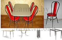 Обеденная группа. Стол прямоугольный со скосом Металлик + 4 стула Идеал. Выбор цвета