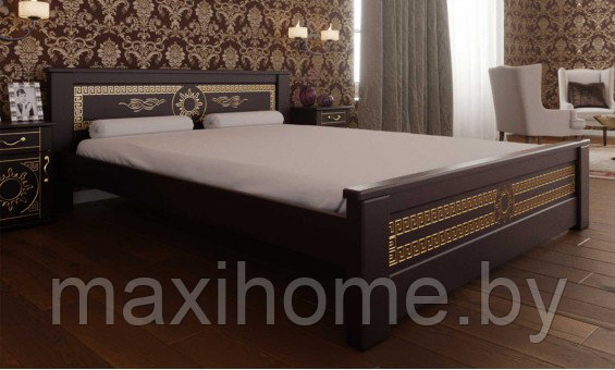 Кровать из массива сосны, дубовый шпон «Элит» 160*200, цвет венге с золотом - фото 2 - id-p81157621