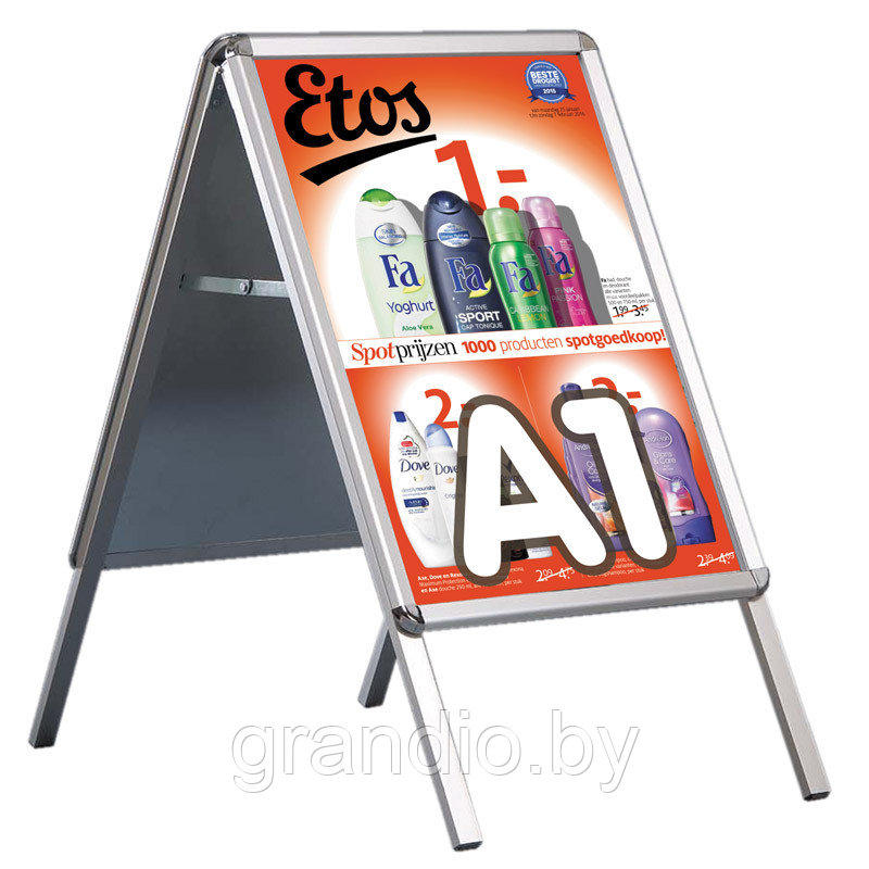 Штендер A-Board с рамой А1 Клик уличный двухсторонний - фото 1 - id-p80385102