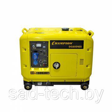 Генератор диз. CHAMPION  DG6501ES +ATS (5/5,5кВт 8,9лс 16л160кг 1,7л/ч 12V эл.старт колеса сч.кожух), фото 2
