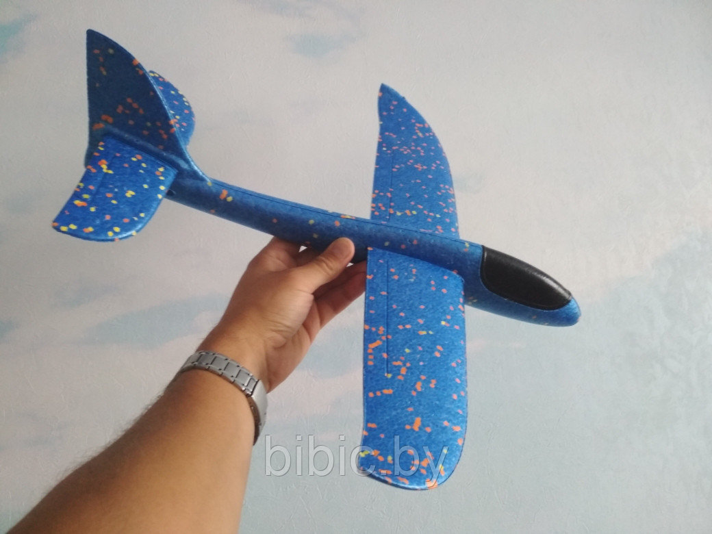 Детский метательный самолет планер (большой) из пенопласта 36см Синий - фото 3 - id-p81329299