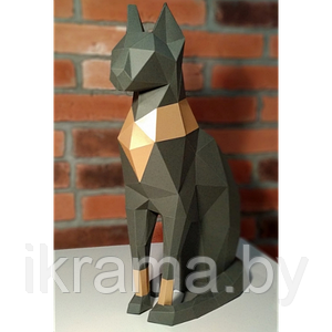 3D конструктор из дизайнерского картона Кошка Бастет серая
