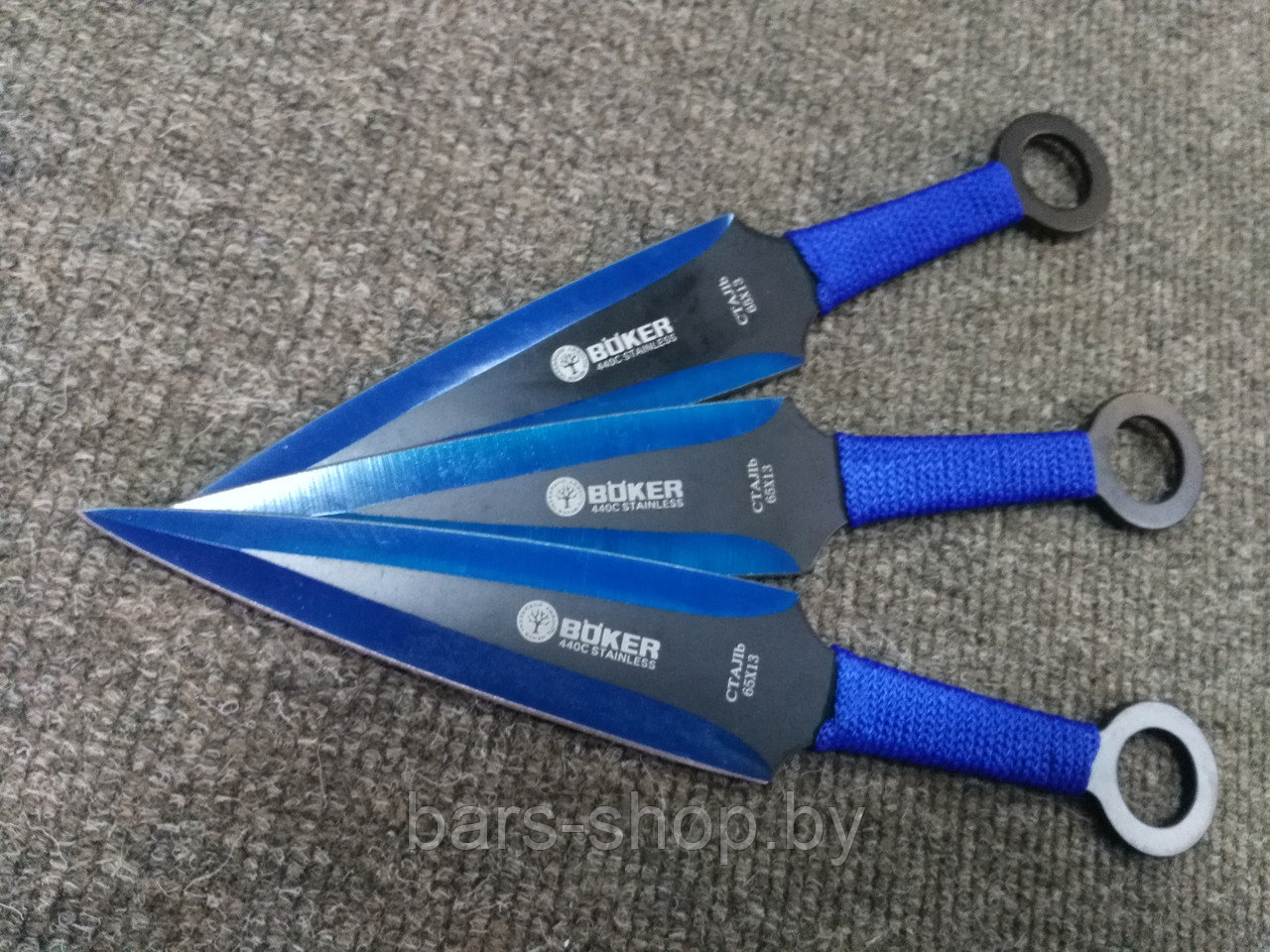 Ножи спортивные метательные BOKER 440C STAINLES (синяя обмотка) - фото 5 - id-p81344793