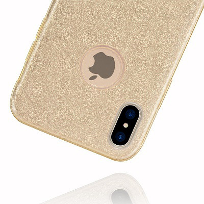 Силиконовый чехол Glitter Cover золотистый для Apple iPhone Xs - фото 2 - id-p81390062