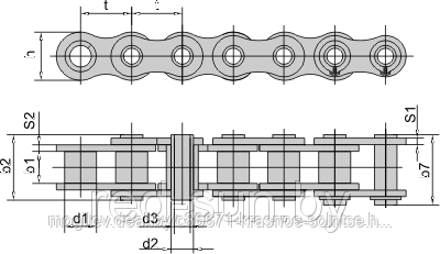 Цепь приводная специальная с полым валиком ISO 08АНР - фото 3 - id-p3922775