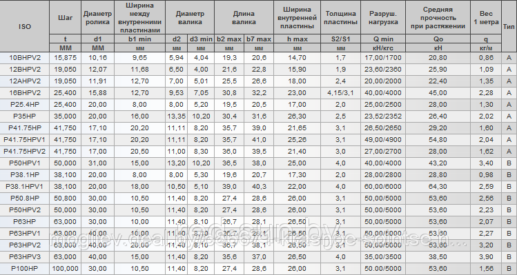 Цепь приводная специальная с полым валиком ISO 12BHPV2 - фото 2 - id-p3922791