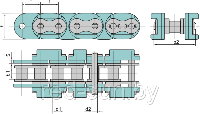Цепь приводная специальная с пластиковыми спец. элементами 20BP