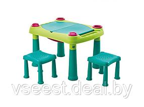 Детский Стол Keter Creative Play Table + 2 стула, бирюза/зеленый/красный 231593 (spr), фото 2