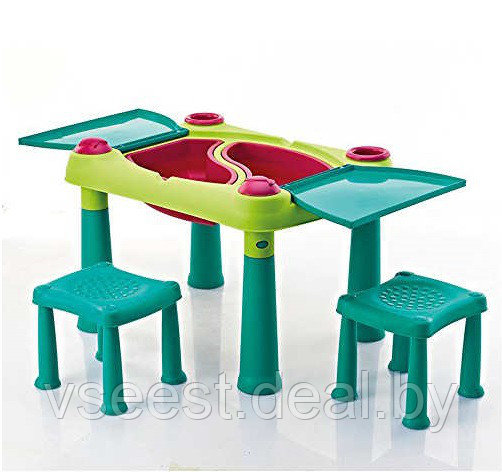 Детский Стол Keter Creative Play Table + 2 стула, бирюза/зеленый/красный 231593 (spr) - фото 5 - id-p81619454