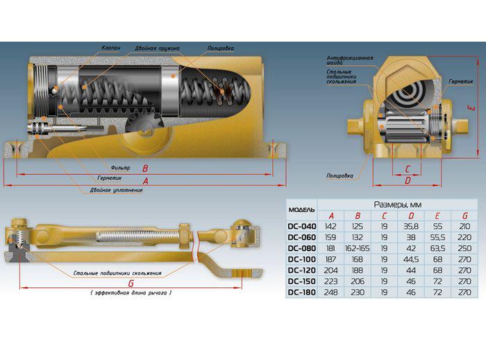 Дверной доводчик NOTEDO DC-060-I BRAWN до 60 кг. серебро - фото 4 - id-p81629012