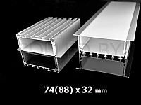 Алюминиевый профиль встраиваемый с экраном 88(74)х32 для светодиодной ленты (solled 8832В)