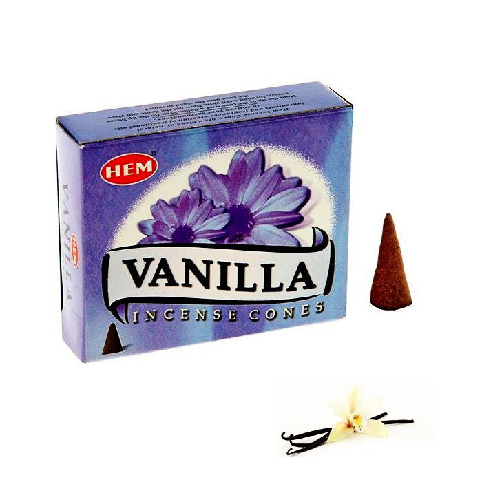 Благовония конусы Ваниль (HEM Vanilla), 10шт – позитивная энергия