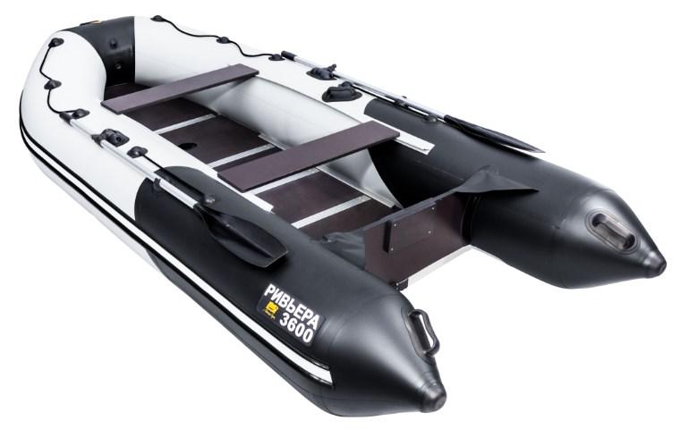 Надувная лодка Ривьера Компакт 3600 СК "Комби" светло-серый/чёрный - фото 4 - id-p65945324