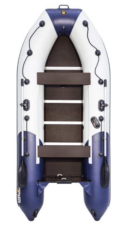 Надувная лодка Ривьера Компакт 3600 СК "Комби" светло-серый/синий