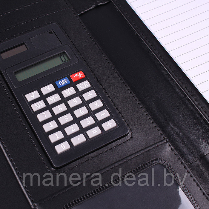 Папка деловая кожзам на молнии + калькулятор + блокнот А4, коричневый - фото 4 - id-p81746309
