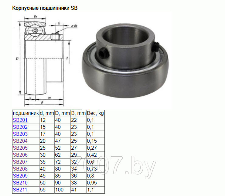 Подшипник SB205 (US205,YAT205,UE205) размер 25*52*27/15 - фото 5 - id-p81760412