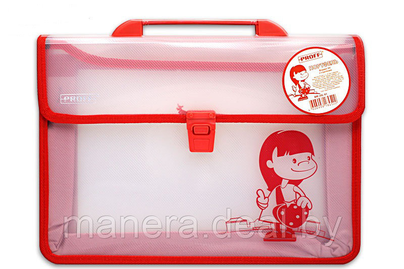 Папка-портфель детская пластиковая А4 на 2 отделения, красная - фото 1 - id-p81767809