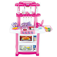 Детская игровая кухня 758A розовая с настоящей водой, духовкой, светом, звуком, 33 предмета, h 83 см (758а)