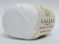 Пряжа Gazzal Baby Cotton цвет 3432 белый