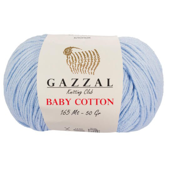 Пряжа Gazzal Baby Cotton цвет 3429 нежный голубой - фото 2 - id-p81773107