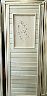 Дверь для бани деревянная глухая с рисунком 1900х700мм