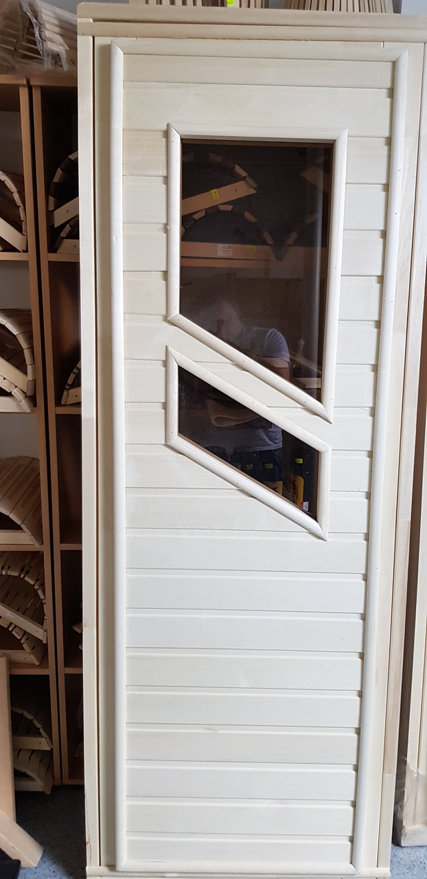Дверь для бани деревянная с 2-мя косыми стеклами 1900х700мм - фото 1 - id-p81774662