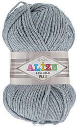 Пряжа Alize Lanagold Plus цвет 21 серый меланж