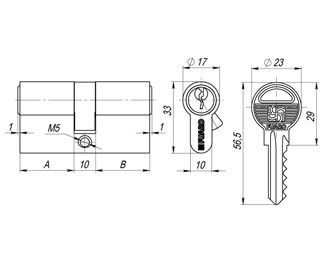 Цилиндровый мех. FUARO 100 ZA - 60 (25+10+25) простой ключ - ключ.Серебро,Золото. - фото 3 - id-p81777906