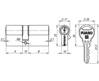 Цилиндровый мех. FUARO R300 - 68 (26+10+32) сложный ключ - ключ.Серебро,Золото.Бронза - фото 2 - id-p81777967