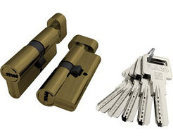 Цилиндровый мех. FUARO R602 - 60 (25+10+25) сложный ключ - ключ.Серебро,Золото.Бронза