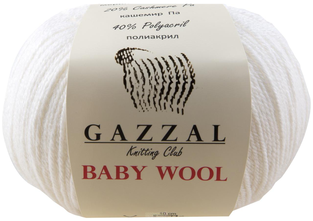Пряжа Gazzal Baby Wool цвет 801 белый