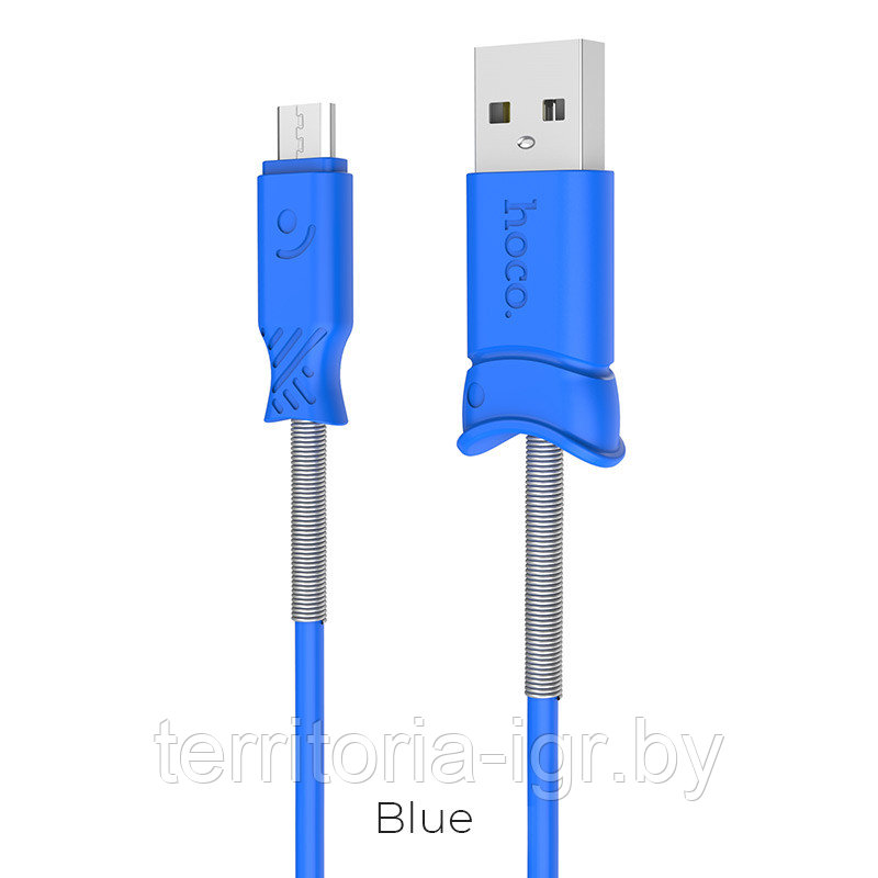 Дата-кабель X24 MicroUSB 1м. синий Hoco - фото 2 - id-p81835421