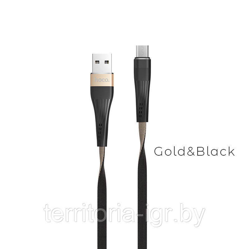 Дата-кабель U39 Rapid MicroUSB (1.0 м) Золото-черный Hoco - фото 2 - id-p81835916