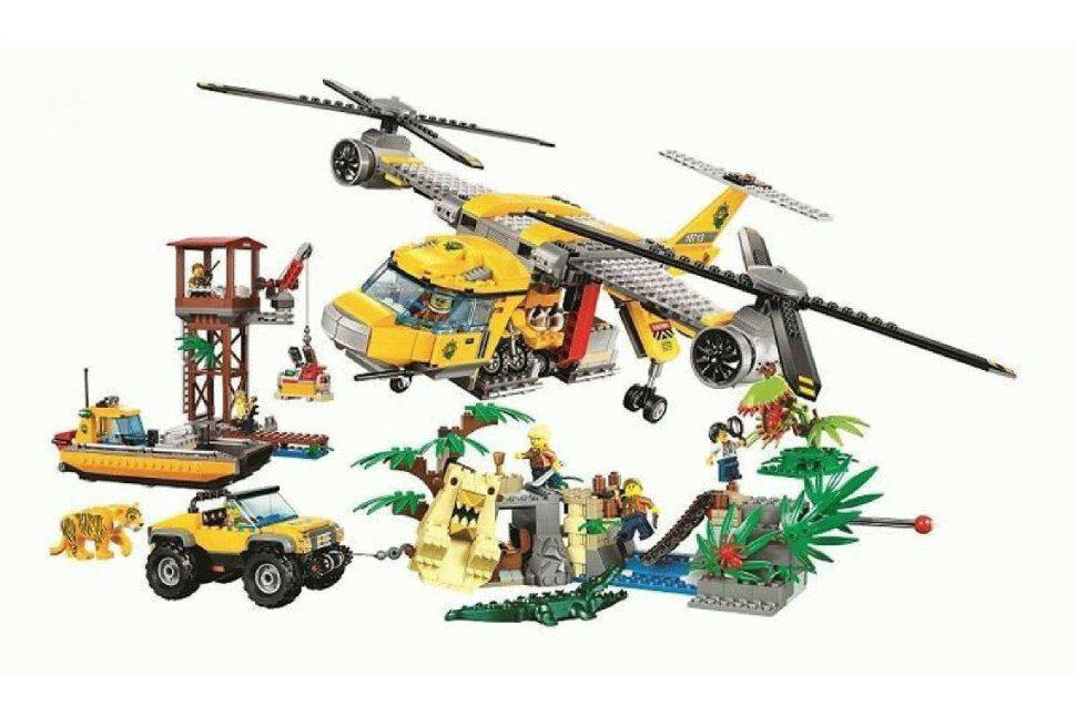 Конструктор Bela 10713 Вертолет для доставки грузов в джунгли 1298 дет. аналог Lego 60162 а - фото 3 - id-p81884834