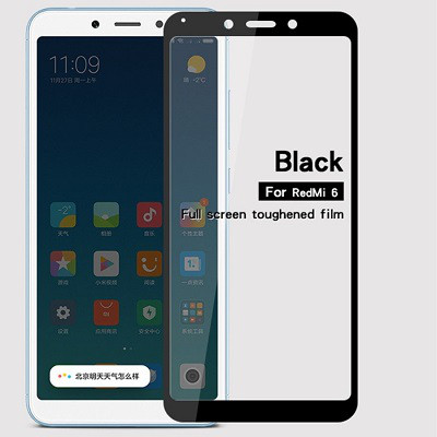 Противоударное защитное стекло на весь экран Full Screen Cover 0.3mm черное для Xiaomi Redmi 6 - фото 1 - id-p81892958