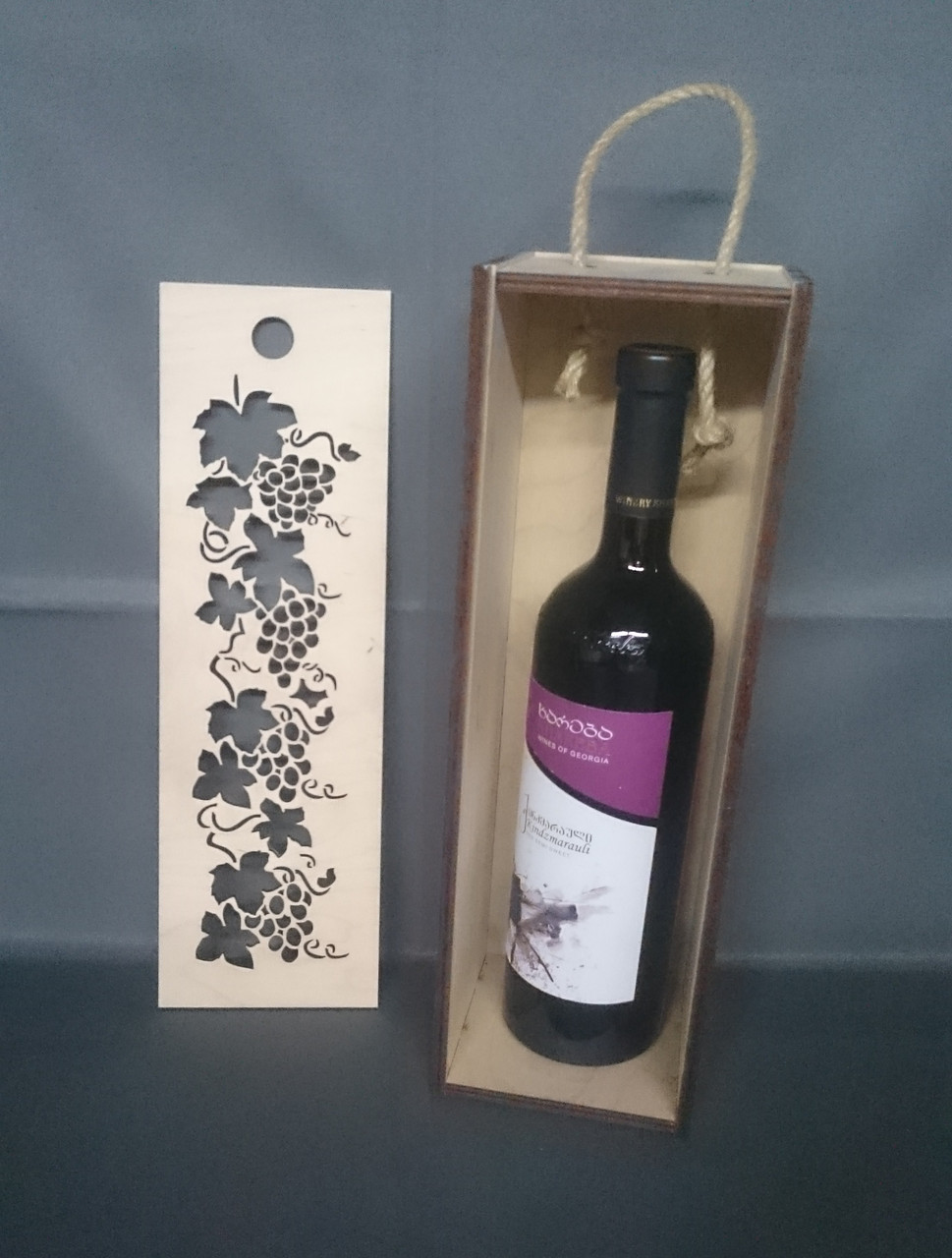 Пенал для вина с гравировкой "Резной виноград" - фото 2 - id-p81929195