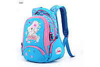 Рюкзак школьный ортопедический для девочки Maksimm - С061-1-Романтичный мишка(голубой)