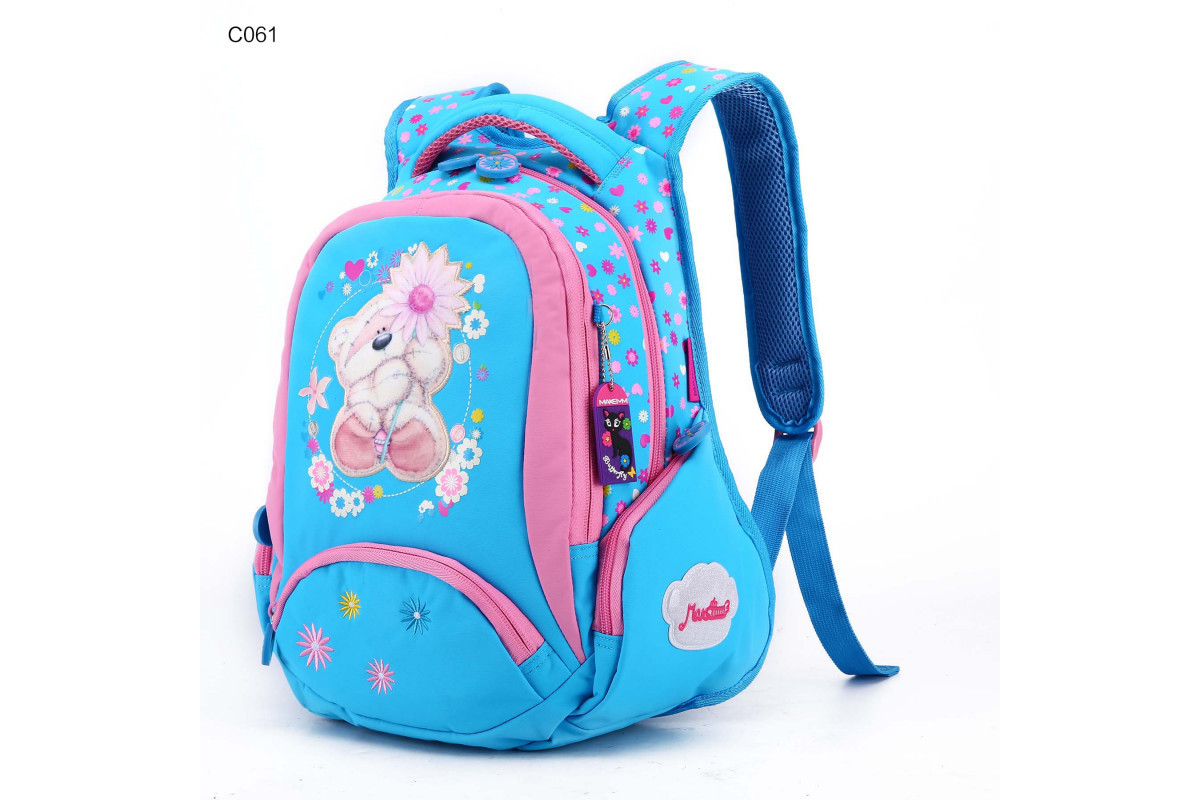 Рюкзак школьный ортопедический для девочки Maksimm - С061-1-Романтичный мишка(голубой) - фото 1 - id-p81945930